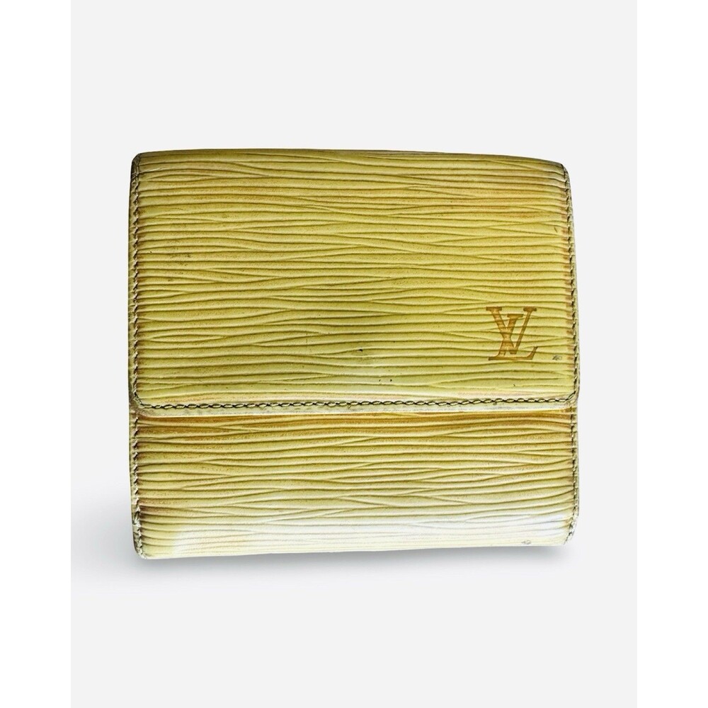 Louis Vuitton 💛💜Vintage Epi Leather Wallet Yellow-Purple Trifold Elise Retro